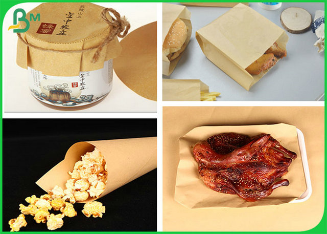 Hellbraune Kraftpapier-Rolle des Nahrungsmittelgrad-50GSM für verpackenden Entenbraten oder Popcorn