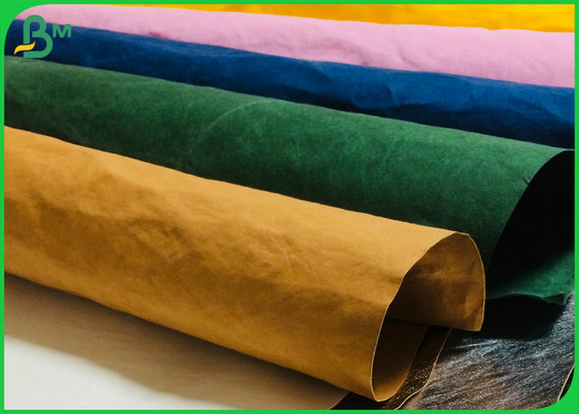 Unterschiedliche Farbe wusch Kraftpapier-Gewebe für Handtaschen Rohstoff