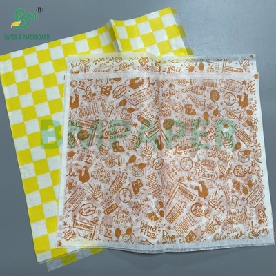 30gm 40gm Hamburger Verpackungspapier für Lebensmittel Snacks Taschen Wachs beschichtet Öl wasserdicht