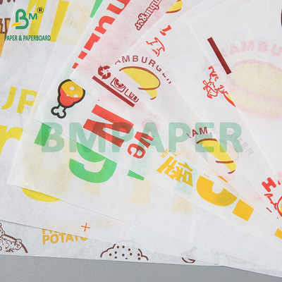 38gm fettdichtes Hamburger Lebensmittelverpackung Wachspapier druckbar