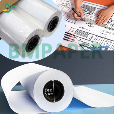 Weißes Plotterpapier glatte A0 A1 A2 Größe Rollen unbeschichtetes Bondpapier