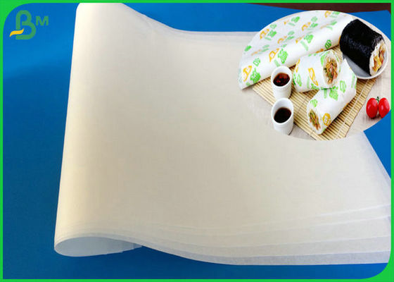 biologisch abbaubare und umweltfreundliche Hamburger-Nahrungsmittelgrad-Papier-Rolle MGs weiße 35gsm für die Verpackung des Sandwiches und der Sushi